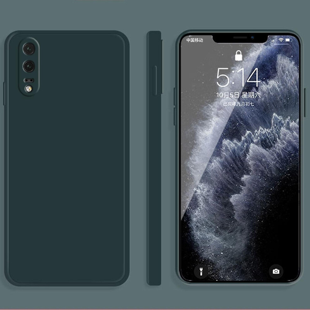 (Dark ) For Huawei P20 Liquid Silicone Case Green 4814699000502