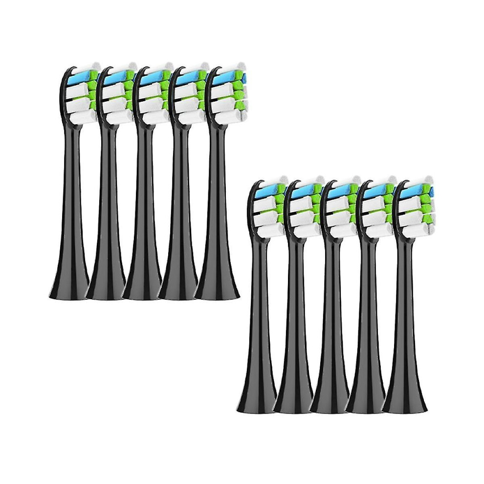 10pcs Replacement Brush Heads For Hx6064 Hx6930 Hx6730 Sonic Electric Toothbrush Vacuum Soft Black