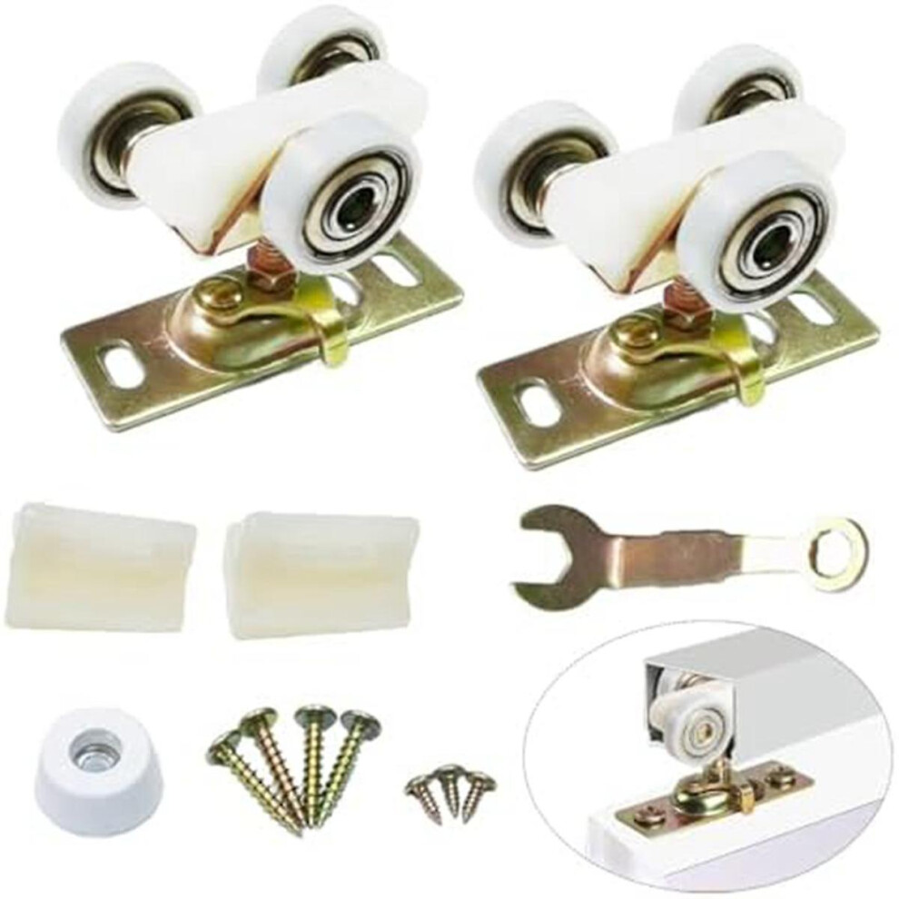 2 Pack Sliding Pocket Door Hardware Top Hanger Rollers Wheels Assembly Fit Part 1125