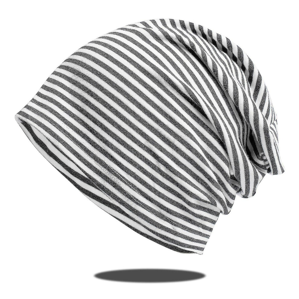 (Dark ) Adults Unisex Baggy Striped Hat Ouch Beanie Adults Hip Hop Cap Grey