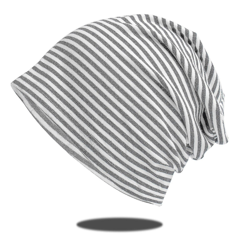 (Light ) Adults Unisex Baggy Striped Hat Ouch Beanie Adults Hip Hop Cap Grey