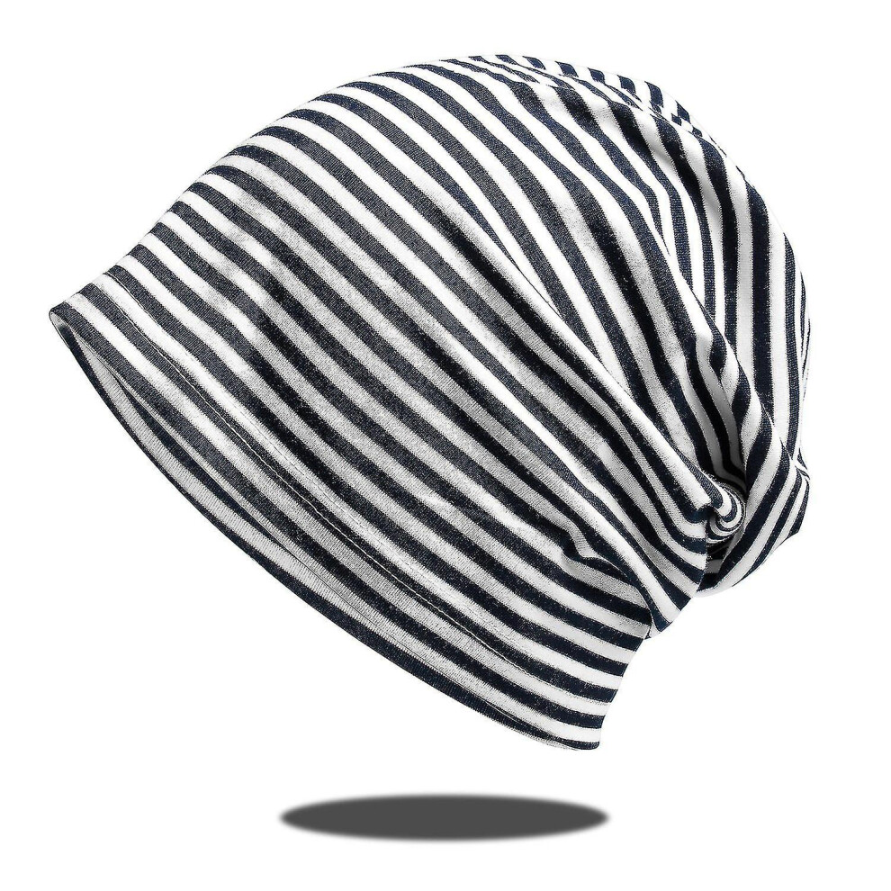 (Dark ) Adults Unisex Baggy Striped Hat Ouch Beanie Adults Hip Hop Cap Blue