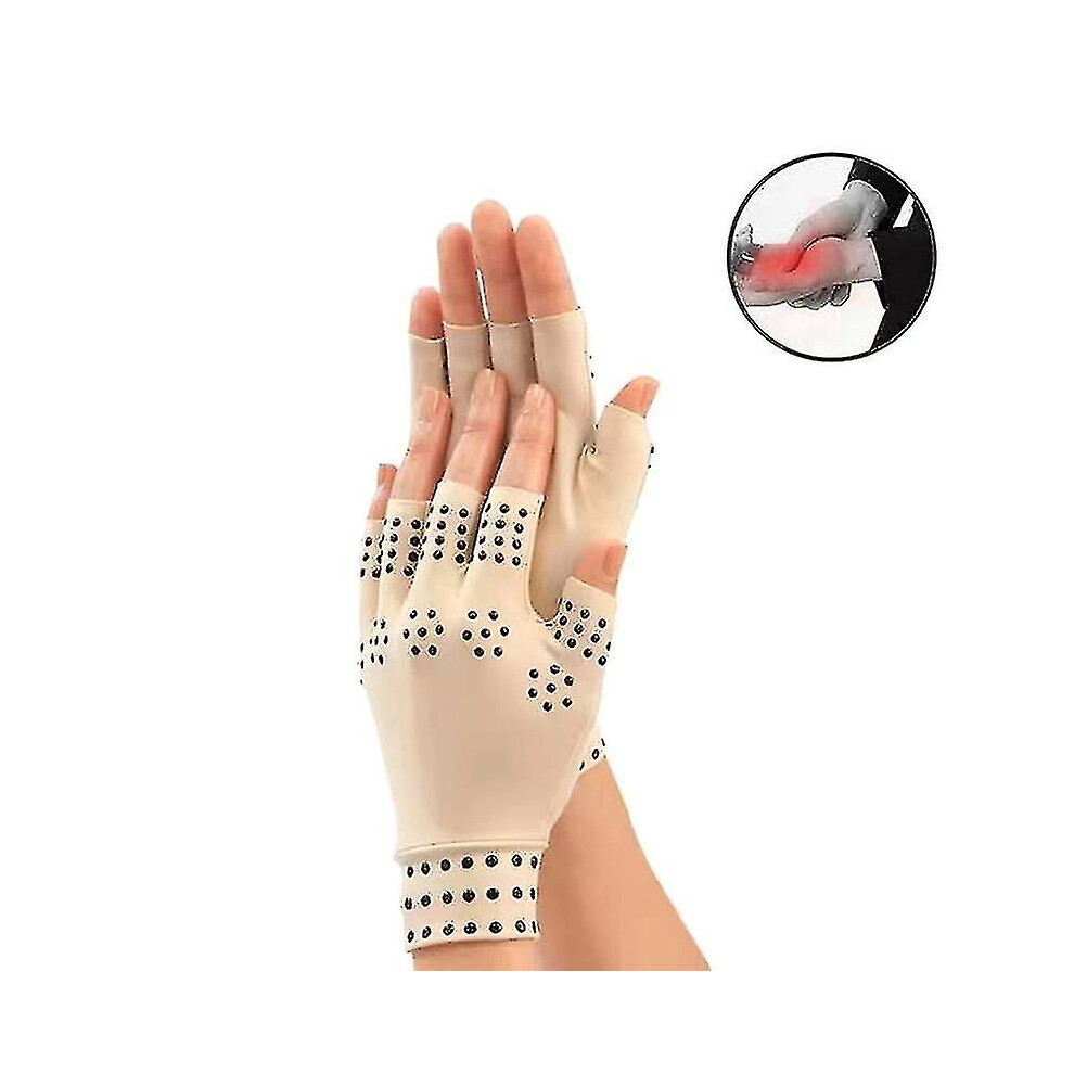 (Skin Color) Magnetic Anti Arthritis Therapy Gloves Relief Rheumatoid Hand Pain