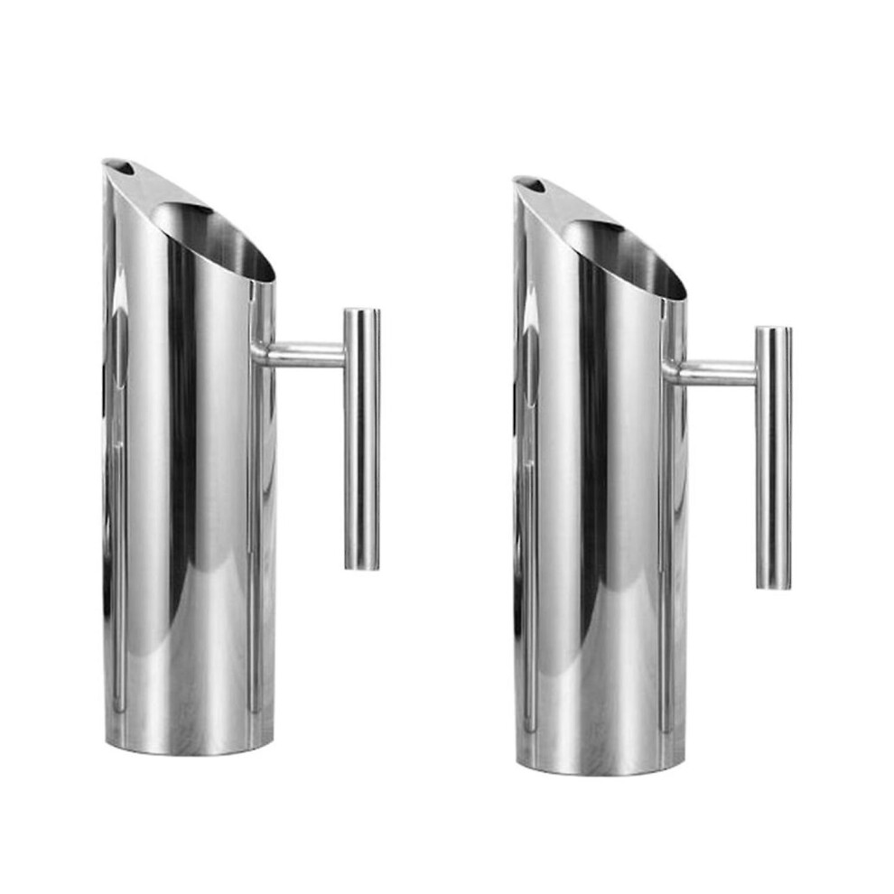 2 Pcs Stainless Steel Water Pitcher With Ice Guard Tea Pot Kettle Jug Cold Beverages Juice Pot Ktv