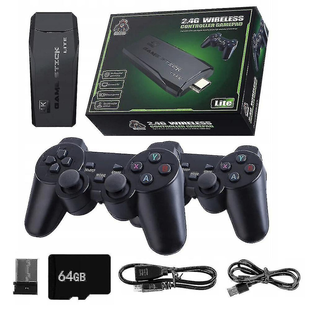 4k Wireless Hdmi Tv Game Stick Console 20000  Built-in Games   2 Wireless Gamepad