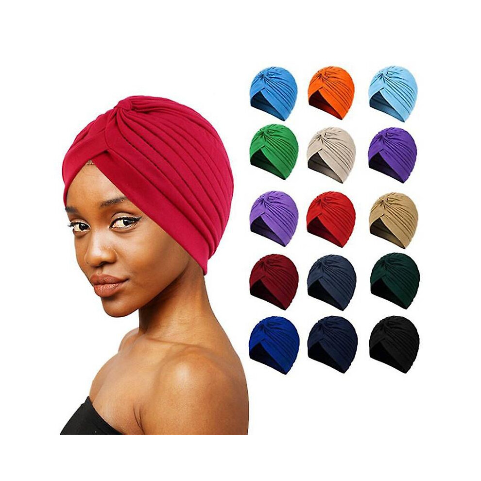 4 Pcs Womens Elastic Cotton Turban Beanie Hats Soft Print Hair Turban Scarf Pre Tied Head Warp Coverings Fashion Stretch Sleep Cap For Hair Loss Girls