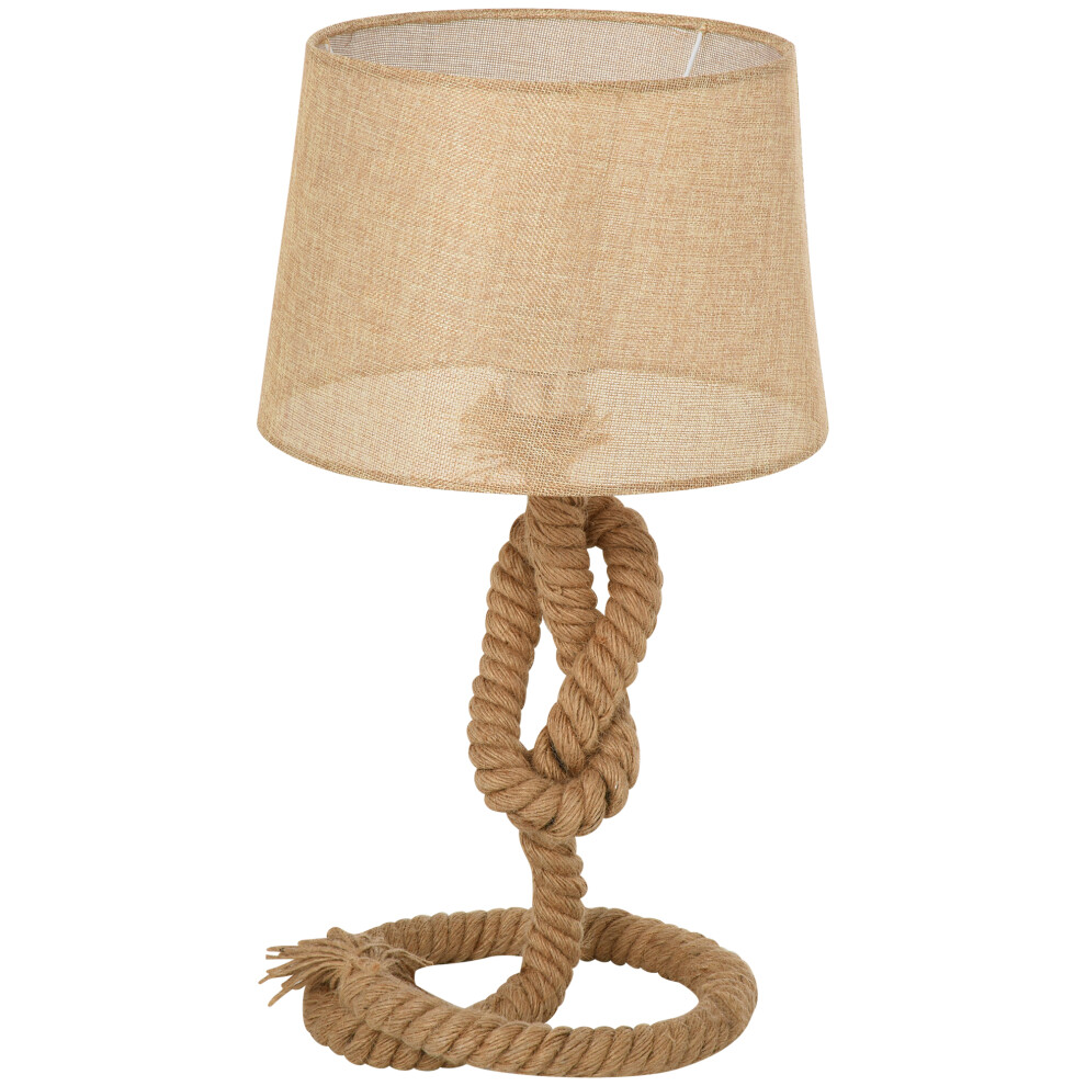 Nautical Style Rope-Base Table Lamp Fabric Lampshade Metal Frame