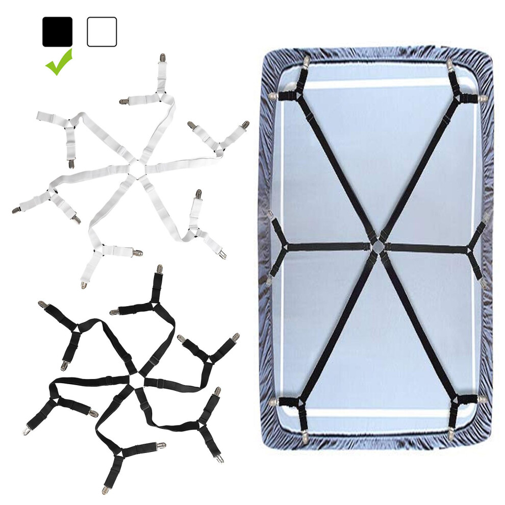 6 Sides Heavy Duty Triangle Bed Sheet Clip, Adjustable Elastic Sheet Straps Suspenders Gripper Fastener Holder, Triangle Crisscross Bed Sheet Clips,fi