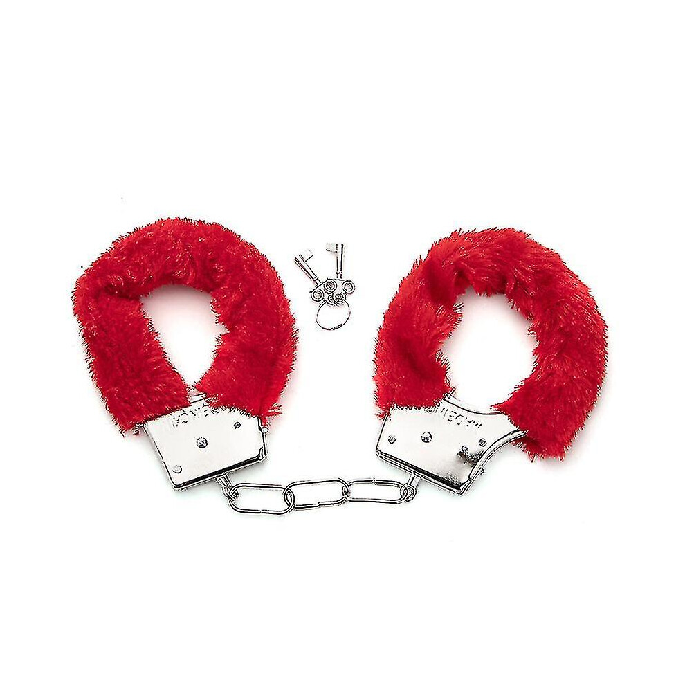 (Red) Metal Handcuffs With 2 Keys For Cosplay Police Role-Play Toy Red
