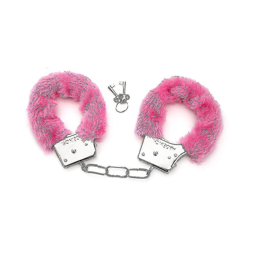 (Pink) Metal Handcuffs With 2 Keys For Cosplay Police Role-Play Toy Pink