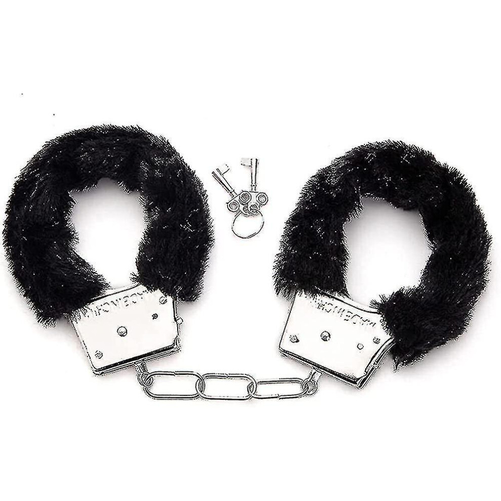 (Black) Metal Handcuffs With 2 Keys For Cosplay Police Role-Play Toy Black
