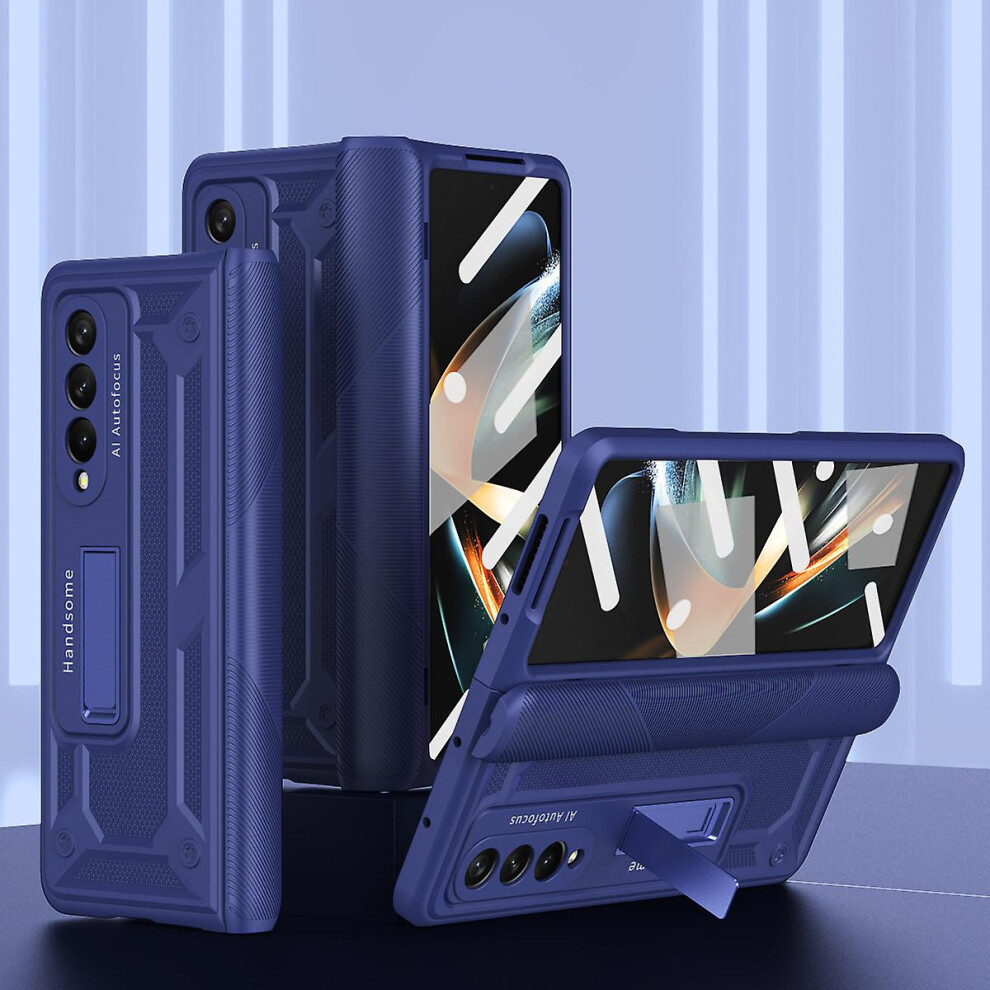 (Blue) Galaxy Z Fold 5 Case, Heavy Duty Hinge Protection Case For Samsung Galaxy Z Fold 5 With Kickstand Blue 4814699009819
