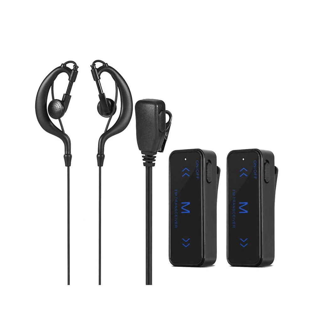 2Pcs Mini Walkie Talkie 400-470MHz 2-Way Radio 3W Transceiver Earpiece Headset Earmuff USB Powered