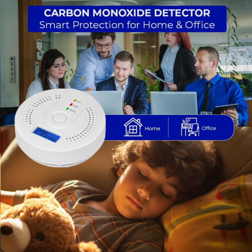 Carbon Monoxide Detector with LED Display Test Button Carbon Monoxide Alarm EN50291 2