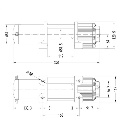 WINCHMAX 5,000lb 12V Winch. 15.2m x 6.3mm Dyneema Rope. 2