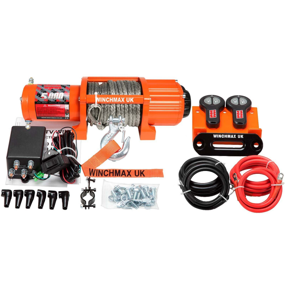 5,000lb 12V Winch. 15.2m x 6.3mm Dyneema Rope.
