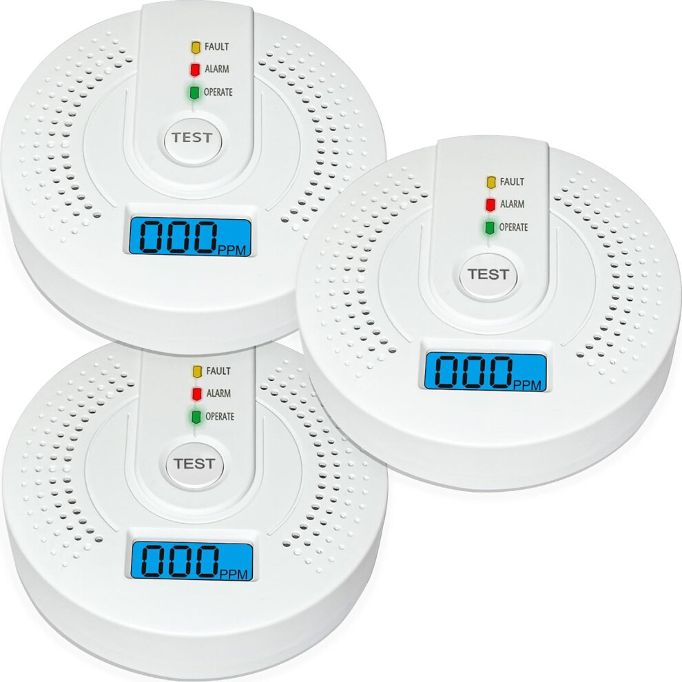 (3PCS) Carbon Monoxide Detector CO Alarm Detector Monitor for Home Safety