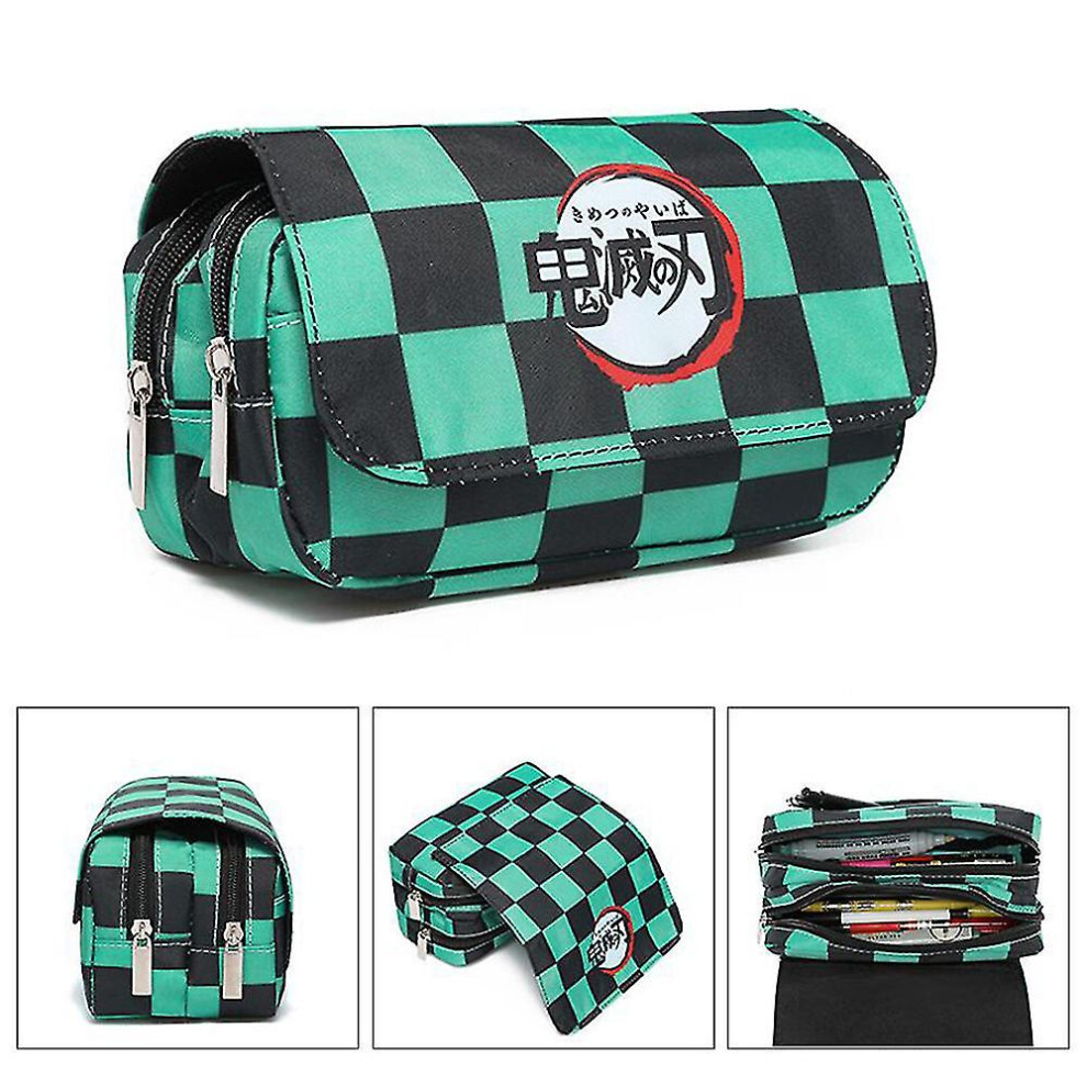 (Type1) Demon Slayer Zipper Pencil Case Large Capacity Student School Pen Bag Stationery Storage Pouch Pencil Organizer Bags