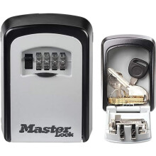 MASTER LOCK Key Safe Wall Mounted, Medium 85 x 119 x 36 mm, Outdoor, Mounting Kit, for Home Office Industries Vehicles, Black & Silver