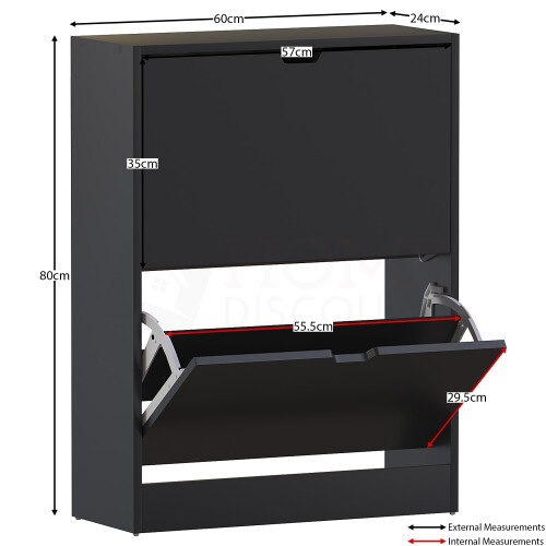 Vida Designs (Black) 2 Drawer Shoe Cabinet Hall Storage (FSC 100%) 2