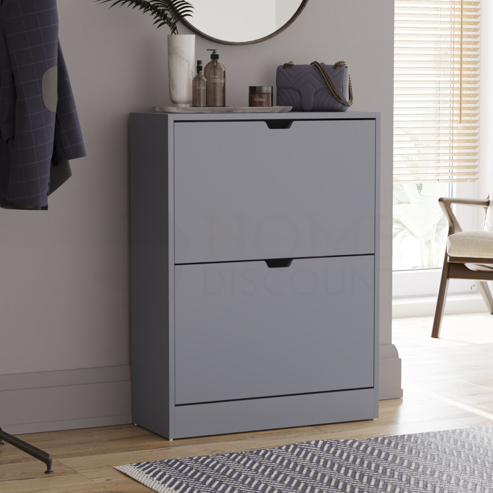 (Grey) 2 Drawer Shoe Cabinet Hall Storage (FSC 100%)