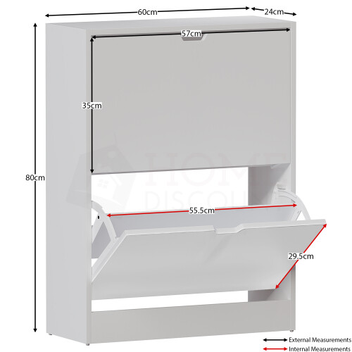 Vida Designs (White) 2 Drawer Shoe Cabinet Hall Storage (FSC 100%) 2