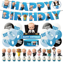 Baby Boss Birthday Party Decorations Set - Banner, Cake Toppers, Balloons & DIY Flag Kit