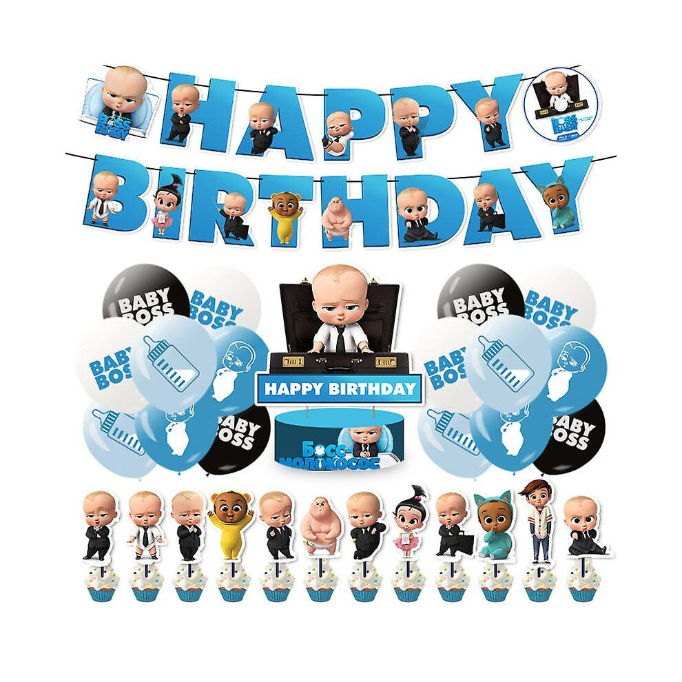 Baby Boss Birthday Party Decorations, Happy Birthday Banner Cake Toppers Balloons Set