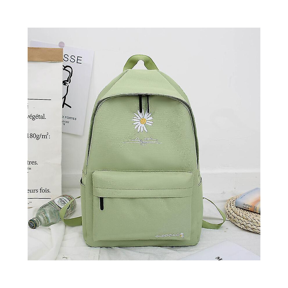 The New Small Daisy Canvas Bag Young Middle School Student Backpack Green