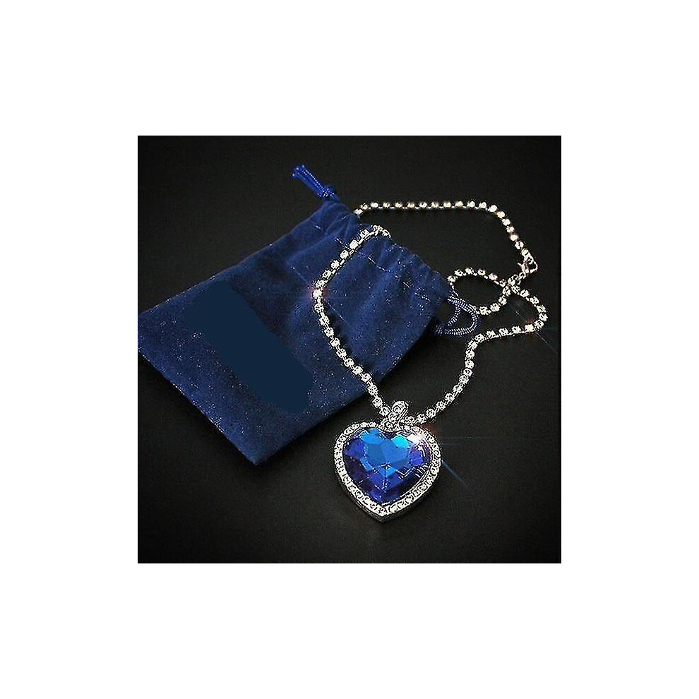 Blue Crystals Heart Love Shaped Necklaces Jewelry, Heart Of The Ocean Necklace From Titanic Crystal Pendant For Women Gift