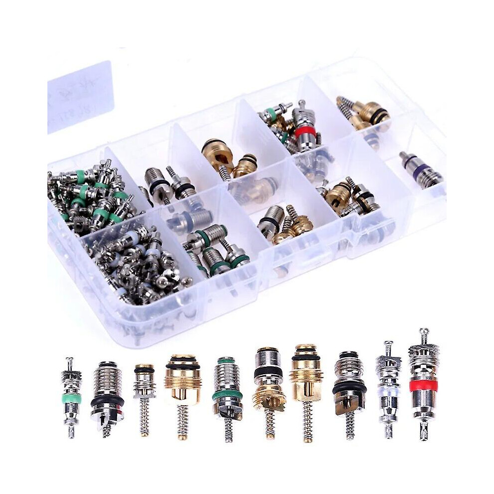 100Pcs/box R134A Car A/C Core Valves Automotive Air Conditioning Assortment Kit Air Conditioners Valve Cores Remover Tool Kit~60559