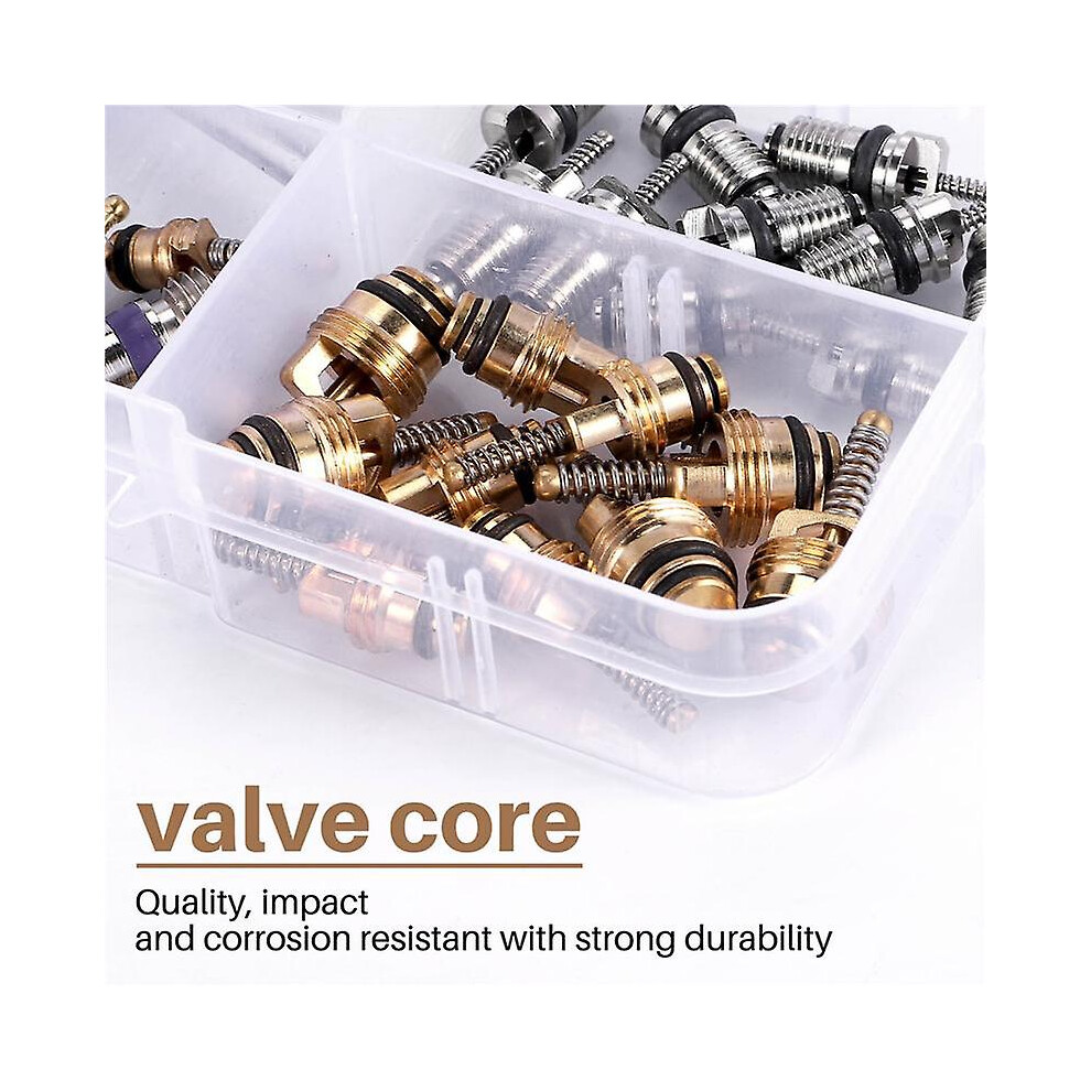 40pcs Air Conditioning A/c Valve Core R12 R134a Valve Stem Cores Remover Tool For Car, Auto Air Con