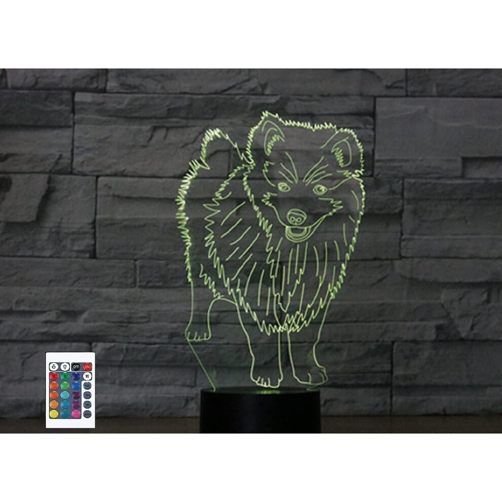 Shen 3d Samoyed Remote Control 16 Color Night Lights Illusion Acrylic Led Table Bedside Lamp Children Bedroom Desk Decor Birthday Gifts Toy For Kids