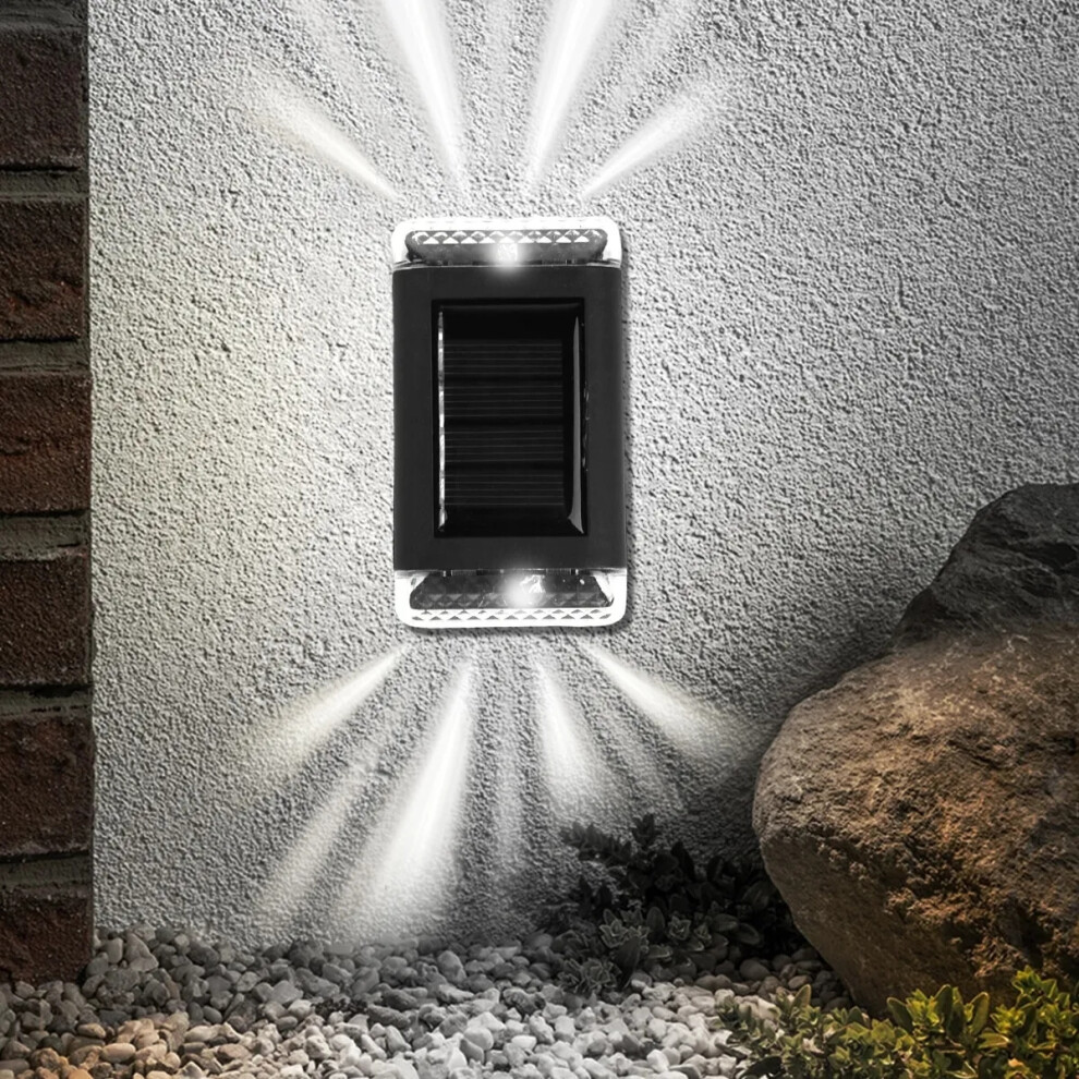 (White, Only 1pc) Solar Powered Door Fence Wall Lights LED Outdoor Garden Lamp