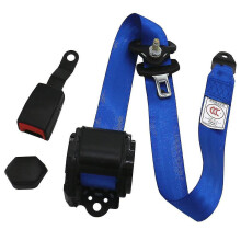 (Blue) Ce Certification Retractable 3 Point Car Seat Belt Universal Driver Safety Belt Auto Safetybelt Adjuster Shoulder Emergency Lock