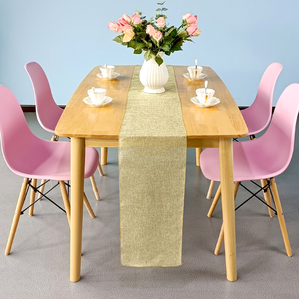 (Champagne) Hessian Table Runner, Natural Jute Burlap Rustic Fabric Roll, Sewed Edge Vintage Shabby Chic Jute Table Runner Craft Wedding Party Table D-image-OPC-PDWPZGK-NEW