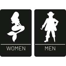 (2 Pack) Funny Mermaid Pirate Vintage Restroom Door Sign Bathroom Decor Use For Nautical,mermaid,pirate,beach,ship Themed Wall Decor 12" * 8" (515)