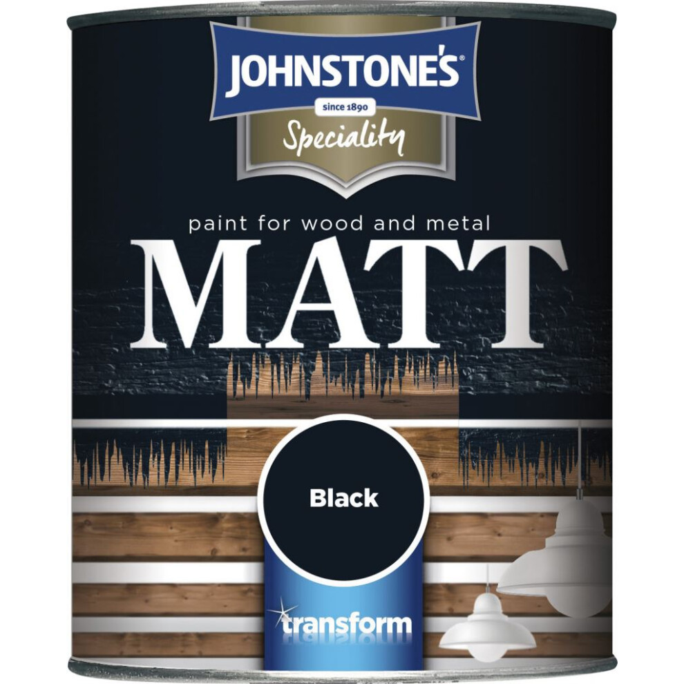 Johnstone's - Paint For Wood & Metal - 250ml Black Matt