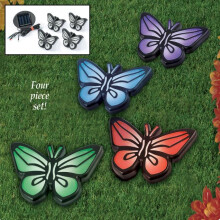 Set of 4 LED Solar Power Butterfly Lights Garden Outdoor Lamp Patio Decking