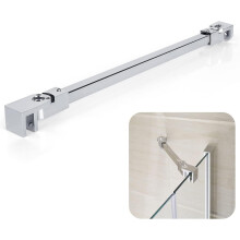 40cm Stainless Steel Shower Glass Support Bar, Frameless Shower Door Fixed Panel For Wetrooms Shower Enclosures, Wall-to-glass Support Bar For 8mm-12m