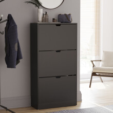 (Black) 3 Drawer Shoe Cabinet Hall Storage (FSC 100%)