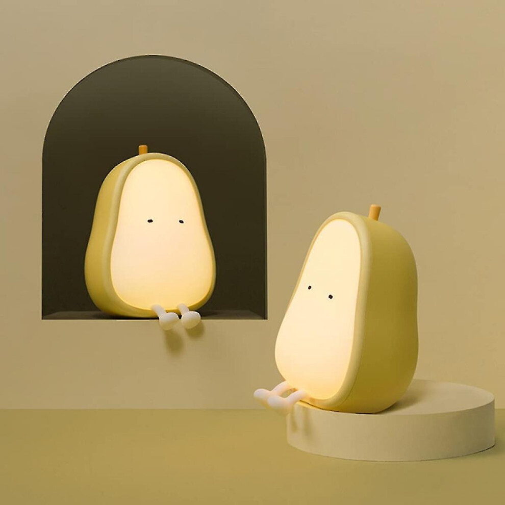 Night Lights For Kids Usb Rechargeable Lamps, Bpa-free Abs silicone Bedside Lamp For Breastfeeding,color Changing, Yellow Pear Jb5-2