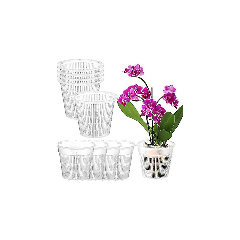 10 Pack Perforated Clear Plastic Orchid Pots, Divided Breathable Pots, Durable Clear Polypropylene Flowers, Suitable For Indoor Plants, Succulents.