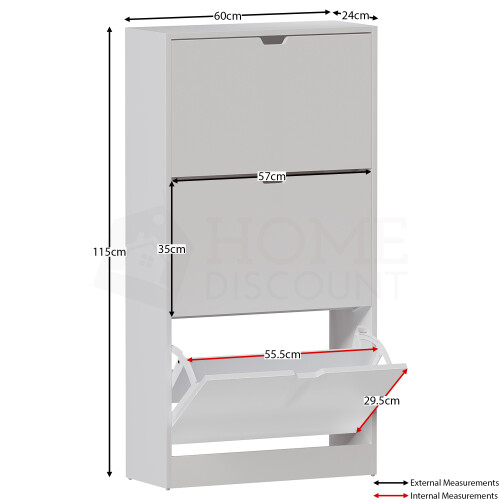 Vida Designs (White) 3 Drawer Shoe Cabinet Hall Storage (FSC 100%) 2