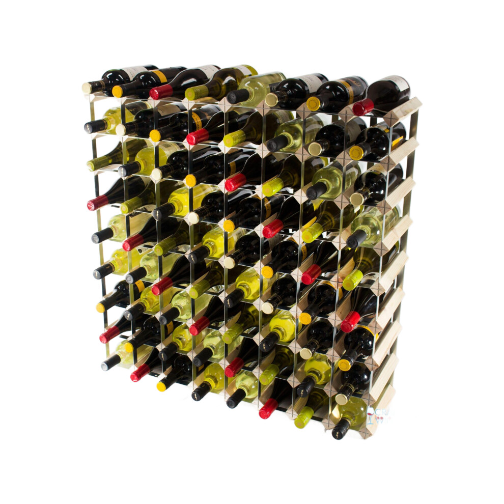 Classic 72 bottle pine wood and galvanised metal wine rack self assembly