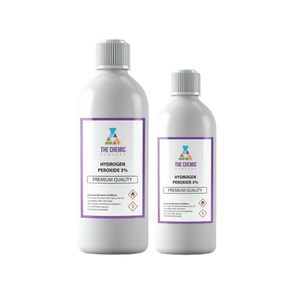 The Chemic Company (1 Litre) Hydrogen Peroxide 3% Food Grade Safe To Use On Hands - Various Sizes