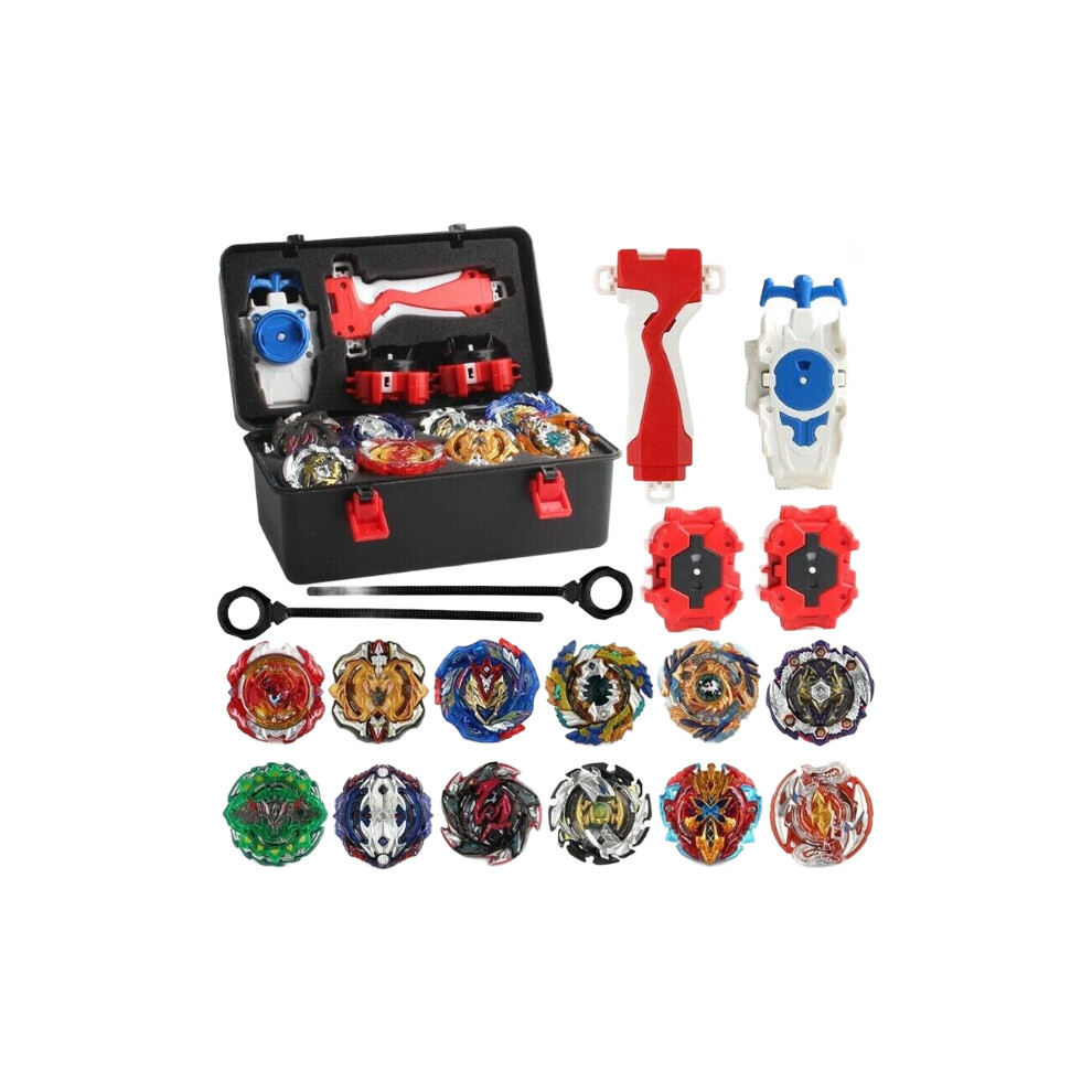 (Black) 12X Beyblade Burst Set Spinning with Launcher+Box