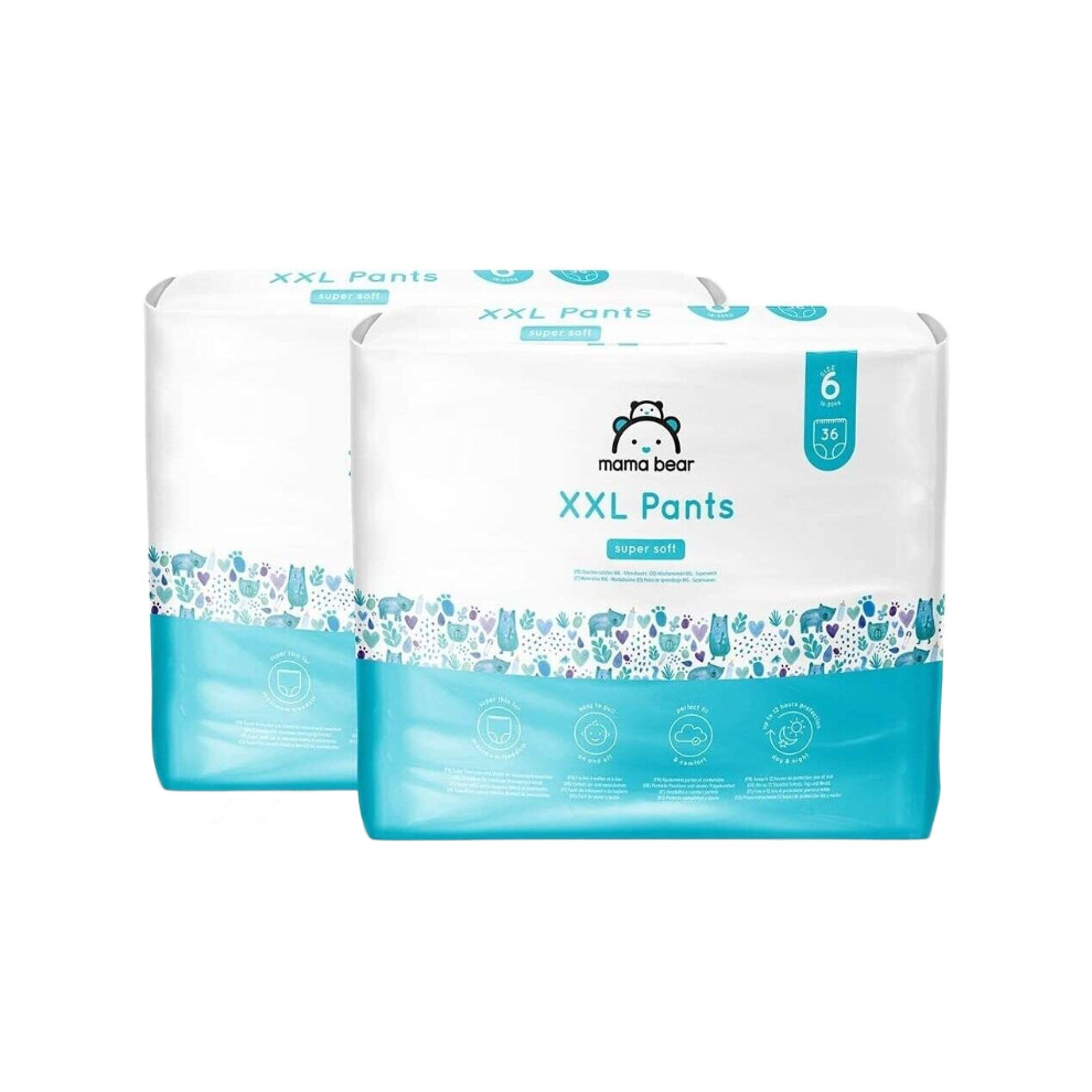 Mama Bear XXL Nappy Pants - Size 6 (18-30kg) , 2 packs of 36 Total 72 Pants