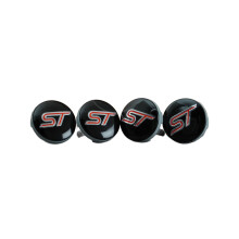 Set of 4 Black and Red FORD ST alloy wheel caps 54mm