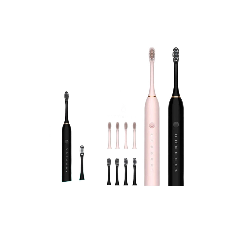 (Black) Sonic Electric Toothbrush USB Rechargeable Toothbrush 6 Modes 4X Soft Heads-image-OPC-P796N8R-NEW
